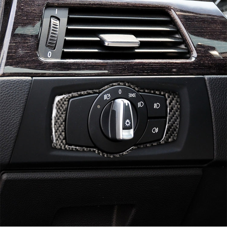 Adesivo decorativo per interruttore fari auto in fibra di carbonio per BMW E90 / E92 / E93 2005-2012, Headlight   Switch