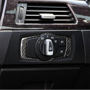 Adesivo decorativo per interruttore fari auto in fibra di carbonio per BMW E90 / E92 / E93 2005-2012, Headlight   Switch
