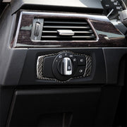 Adesivo decorativo per interruttore fari auto in fibra di carbonio per BMW E90 / E92 / E93 2005-2012, Headlight   Switch