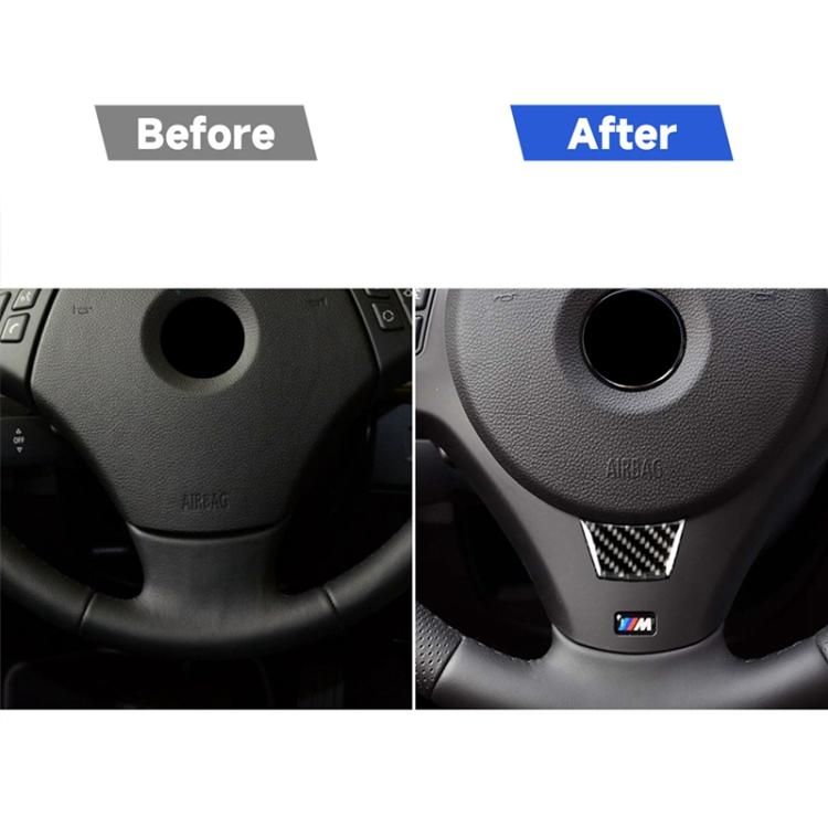 Piccolo adesivo decorativo per volante in fibra di carbonio versione B per BMW E90 2005-2012, Steering Wheel (Little B Version)