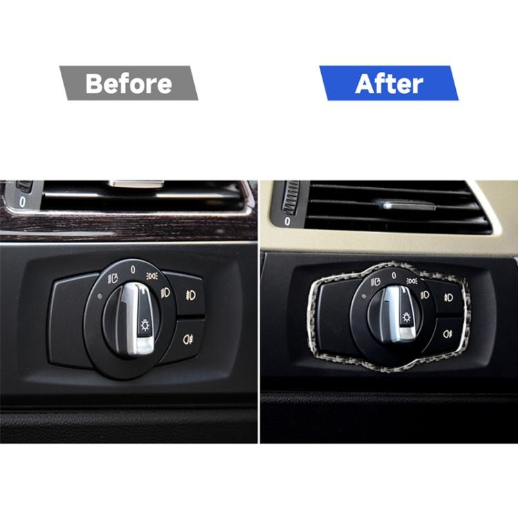 Adesivo decorativo per interruttore fari auto in fibra di carbonio per BMW E90 / E92 / E93 2005-2012 / 320i / 325i, versione sottile, Headlight Switch