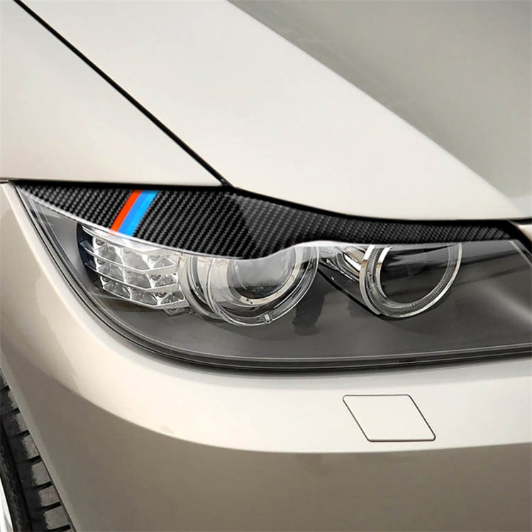 1 paio di adesivi decorativi per sopracciglia con lampada per auto in fibra di carbonio a tre colori per BMW E90 / 318i / 320i / 325i 2005-2008, versione con colla a goccia, Lamp Eyebrow Drop Glue Version(Three Color)