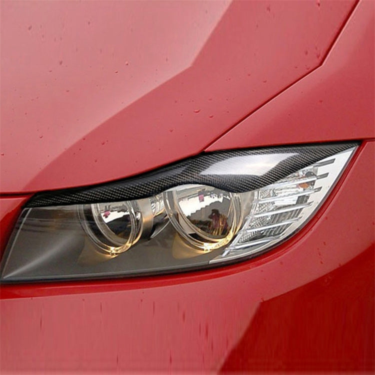 1 paio di adesivi decorativi per sopracciglia in fibra di carbonio per auto per BMW E90 / 318i / 320i / 325i 2005-2008, versione con colla a goccia, Lamp Eyebrow Drop Glue Version