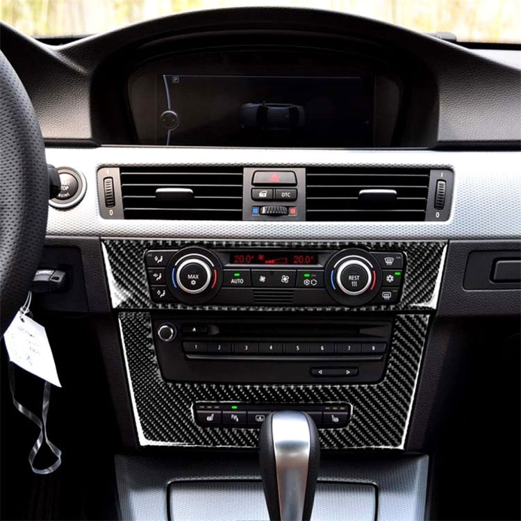 Adesivo decorativo per pannello CD di controllo centrale per auto in fibra di carbonio per BMW E90 / E92 2005-2012, edizione alta con foro, CD Panel(High Edition with Hole)