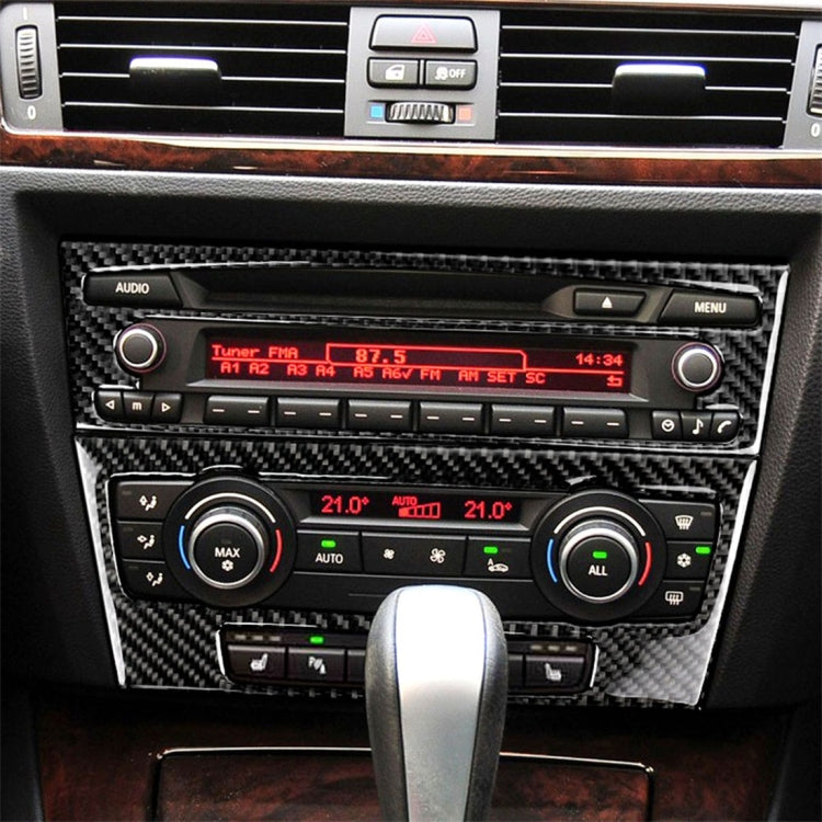 Adesivo decorativo per pannello CD di controllo centrale per auto in fibra di carbonio per BMW E90 / E92 2005-2012, senza navigazione con foro, CD Panel(Non Navigation with Hole)