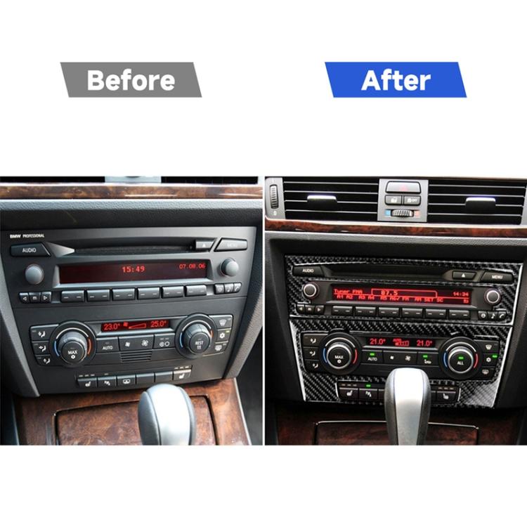 Adesivo decorativo per pannello CD di controllo centrale per auto in fibra di carbonio per BMW E90 / E92 2005-2012, senza navigazione con foro, CD Panel(Non Navigation with Hole)