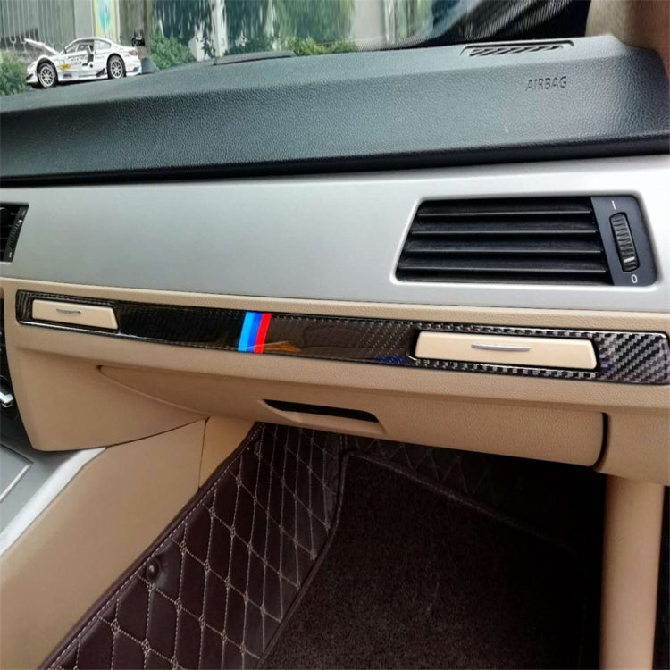 Adesivo decorativo con controllo centrale per auto a tre colori in fibra di carbonio guida a sinistra per BMW E90 / E92 / E93 2005-2012, Left Driving Middle Control(Three Color)