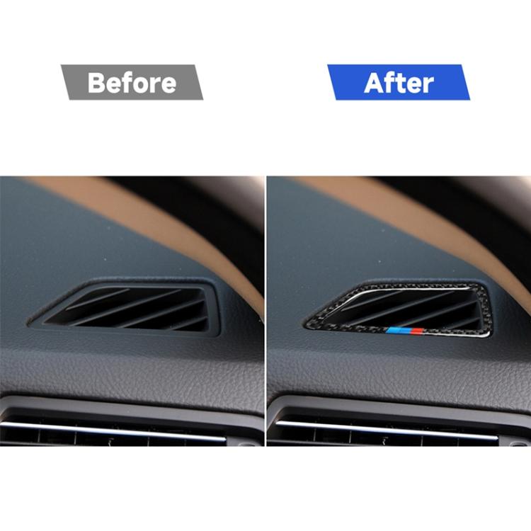 Adesivo decorativo per uscita aria strumento auto in fibra di carbonio per BMW Serie 5 F07 5GT 535i 2010-2016, adatto per la guida a sinistra, Instrument Air Outlet(Three Color), Instrument Air  Outlet