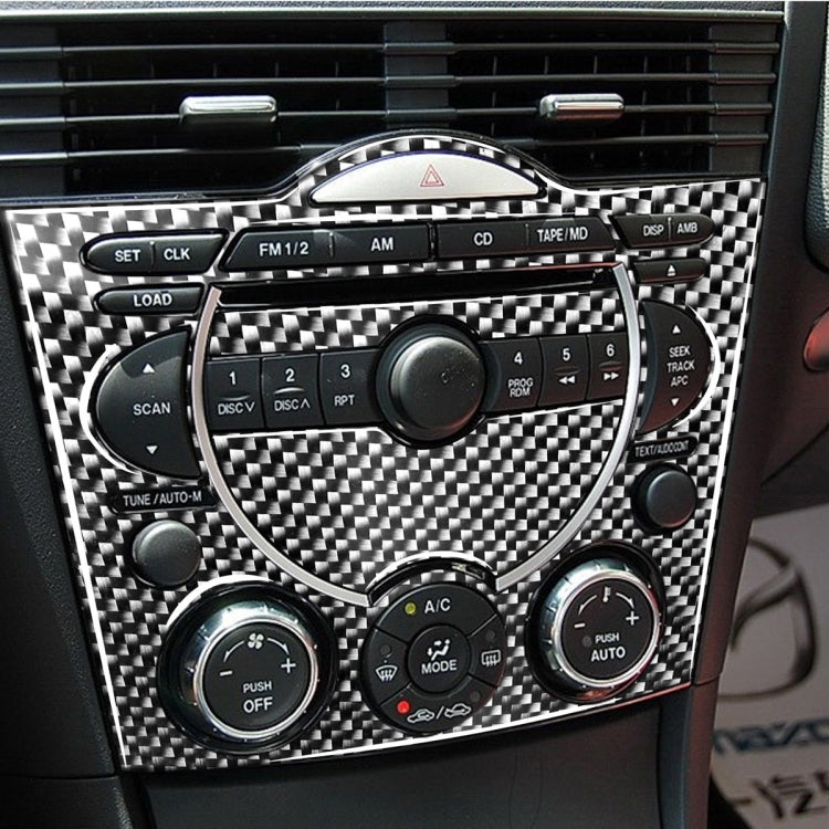 Adesivo decorativo per pannello multimediale per cruscotto in fibra di carbonio 3 in 1 per Mazda RX8 2004-2008, guida a destra e a sinistra universale, Dashboard Multimedia Panel