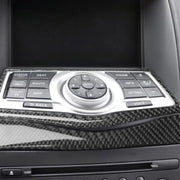 Adesivo decorativo per cornice con pulsanti di navigazione multimediale in fibra di carbonio 2 in 1 per Nissan 370Z Z34 2009-, guida a destra e a sinistra universale, Multimedia Navigation Buttons Frame
