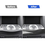 Adesivo decorativo per cornice con pulsanti di navigazione multimediale in fibra di carbonio 2 in 1 per Nissan 370Z Z34 2009-, guida a destra e a sinistra universale, Multimedia Navigation Buttons Frame