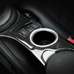 Adesivo decorativo per pannello portabicchieri di controllo centrale in fibra di carbonio per auto 3 in 1 per Nissan 370Z Z34 2009-, guida a destra e a sinistra universale, Central Control Cup Holder Panel