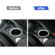 Adesivo decorativo per pannello portabicchieri di controllo centrale in fibra di carbonio per auto 3 in 1 per Nissan 370Z Z34 2009-, guida a destra e a sinistra universale, Central Control Cup Holder Panel