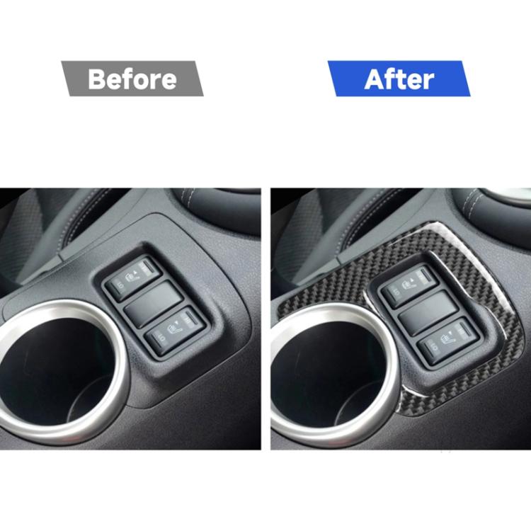Adesivo decorativo per pulsante di riscaldamento con controllo centralizzato in fibra di carbonio per auto per Nissan 370Z Z34 2009-, guida a destra e a sinistra universale, Central Control Heating Button