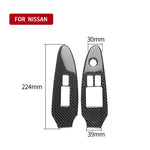 Adesivo decorativo per pannello alzacristalli in fibra di carbonio per auto da 2 pezzi per Nissan 370Z Z34 2009-, guida a destra a configurazione bassa, Window Lift Panel Right Drive