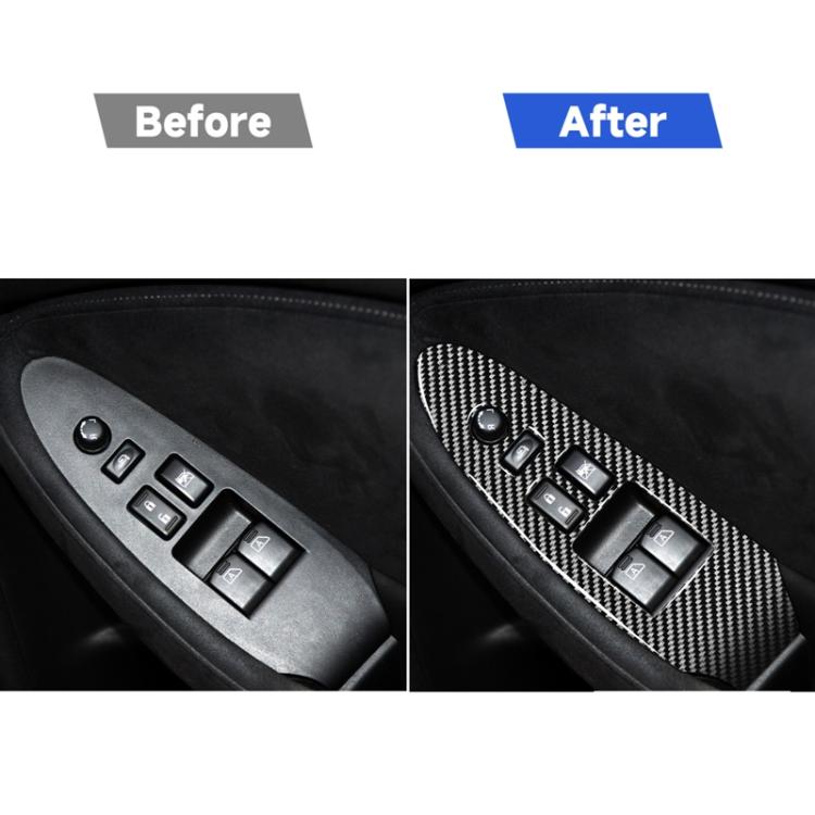 Adesivo decorativo per pannello alzacristalli in fibra di carbonio per auto da 2 pezzi per Nissan 370Z Z34 2009-, guida a destra a configurazione bassa, Window Lift Panel Right Drive