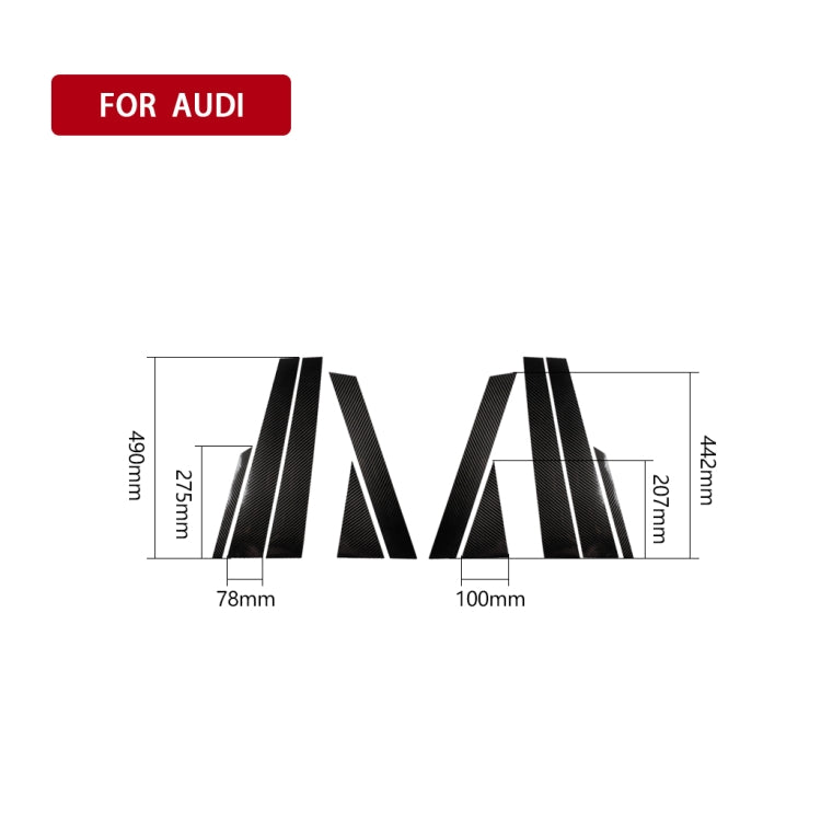 Adesivo decorativo per montante centrale 10 in 1 per auto in fibra di carbonio per Audi Q7 / SQ7 4M 2016-2019, guida a destra e a sinistra universale, For Audi Q7
