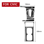 Adesivo decorativo 10 in 1 per auto in fibra di carbonio con cambio automatico e portabicchieri per Honda Civic 8a generazione 2006-2011, guida a sinistra, Automatic Gear + Water Cup Holder, Left Drive