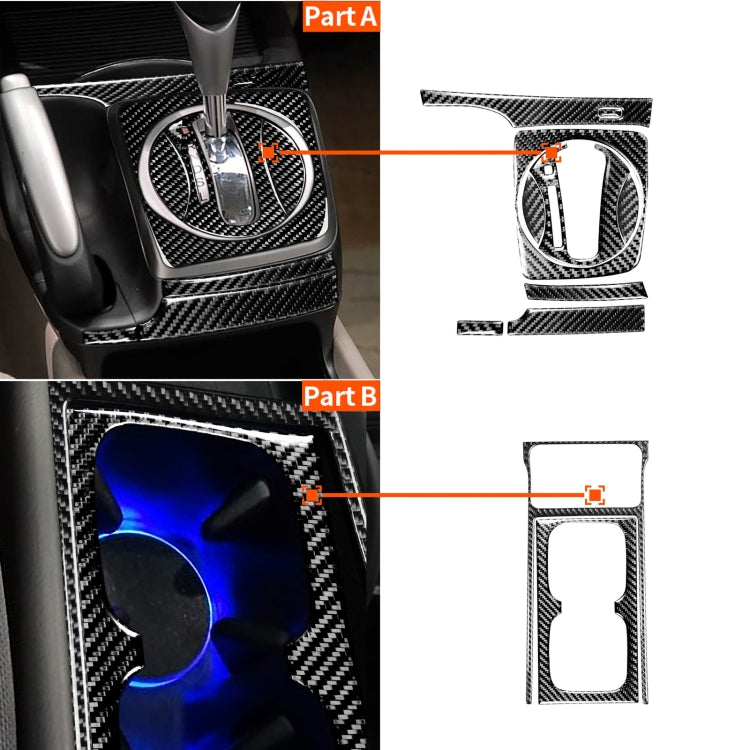Adesivo decorativo 10 in 1 per auto in fibra di carbonio con cambio automatico e portabicchieri per Honda Civic 8a generazione 2006-2011, guida a sinistra, Automatic Gear + Water Cup Holder, Left Drive