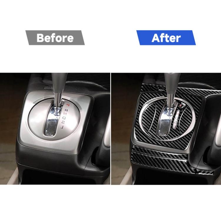 Adesivo decorativo per pannello cambio automatico in fibra di carbonio 8 in 1 per Honda Civic 8a generazione 2006-2011, guida a destra, Automatic Gear Panel Set, Right Drive