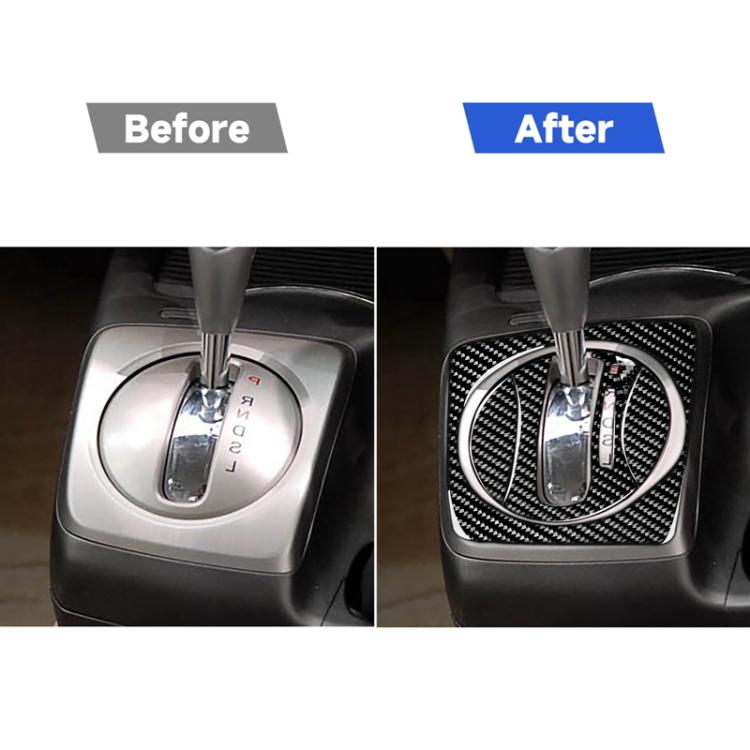 Adesivo decorativo per set ingranaggi automatici in fibra di carbonio 4 in 1 per Honda Civic 8a generazione 2006-2011, guida a destra, Automatic Gear Set, Right Drive