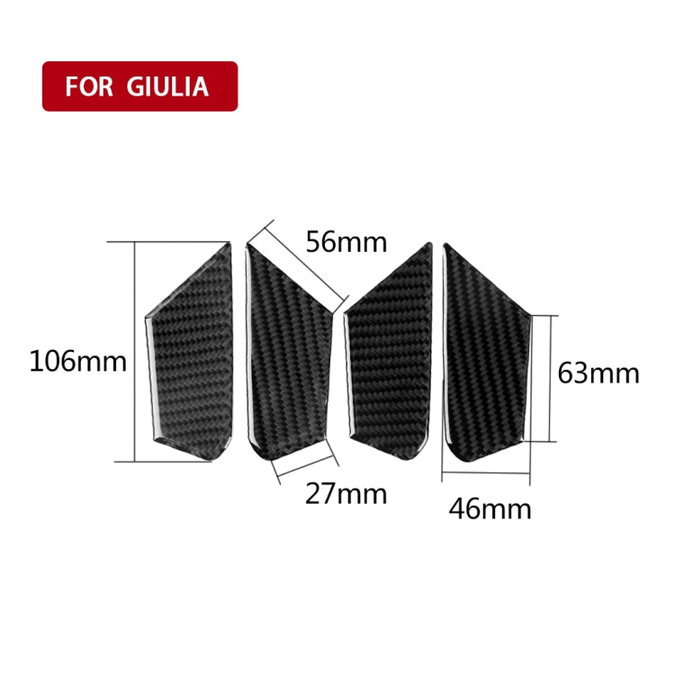 Adesivo decorativo 4 in 1 per portiera interna in fibra di carbonio per auto per Alfa Romeo Giulia 2017-2019, guida a destra e a sinistra universale, Inner Door Bowl