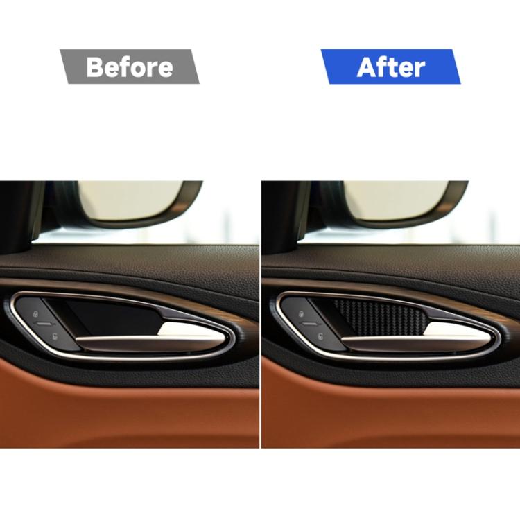 Adesivo decorativo 4 in 1 per portiera interna in fibra di carbonio per auto per Alfa Romeo Giulia 2017-2019, guida a destra e a sinistra universale, Inner Door Bowl