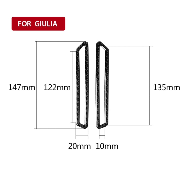 Adesivo decorativo per pannello di uscita aria montante A in fibra di carbonio 2 in 1 per Alfa Romeo Giulia 2017-2019, guida a destra e a sinistra universale, A-pillar Air Outlet