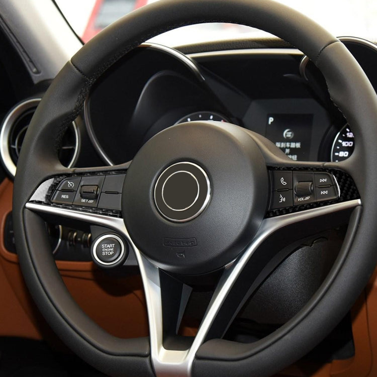 Adesivo decorativo per pulsanti del volante in fibra di carbonio 2 in 1 per Alfa Romeo Giulia Stelvio 2017-2019, guida a destra e a sinistra universale, Steering Wheel Button