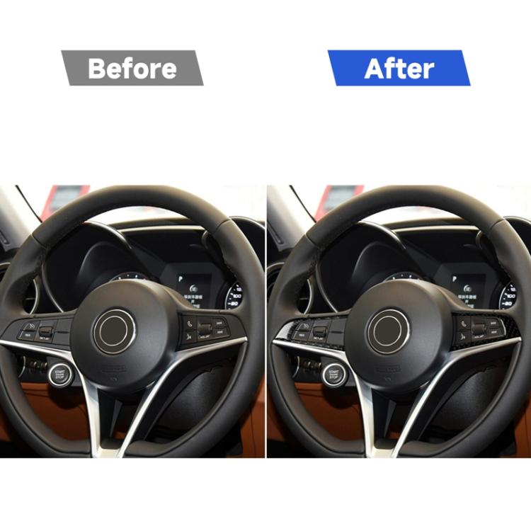 Adesivo decorativo per pulsanti del volante in fibra di carbonio 2 in 1 per Alfa Romeo Giulia Stelvio 2017-2019, guida a destra e a sinistra universale, Steering Wheel Button