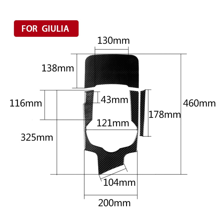 Adesivo decorativo 3 in 1 per pannello telaio ingranaggi in fibra di carbonio per auto per Alfa Romeo Giulia 2017-2019, guida a sinistra, Gear Frame, Left Drive