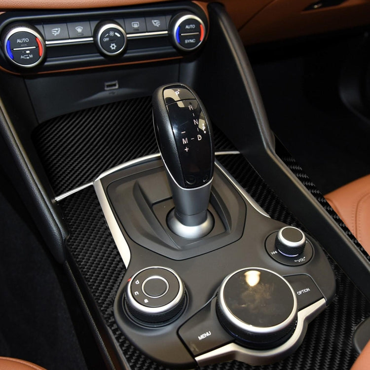 Adesivo decorativo 3 in 1 per pannello telaio ingranaggi in fibra di carbonio per auto per Alfa Romeo Giulia 2017-2019, guida a sinistra, Gear Frame, Left Drive