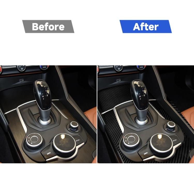 Adesivo decorativo 3 in 1 per pannello telaio ingranaggi in fibra di carbonio per auto per Alfa Romeo Giulia 2017-2019, guida a sinistra, Gear Frame, Left Drive