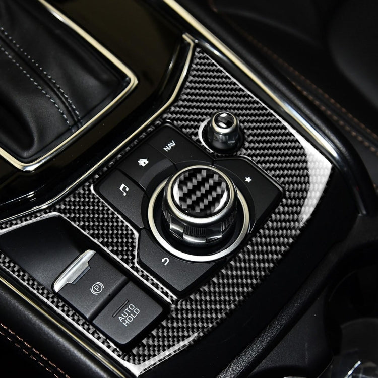 Un Set Auto In Fibra di Carbonio Manopola Multimediale Adesivo Decorativo per Mazda 3/6/CX-9/CX-5, Guida A Destra e Sinistra Universale, Multimedia Knob