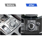 Un Set Auto In Fibra di Carbonio Manopola Multimediale Adesivo Decorativo per Mazda 3/6/CX-9/CX-5, Guida A Destra e Sinistra Universale, Multimedia Knob