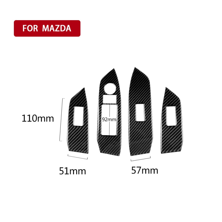 Adesivo decorativo per pannello pulsanti finestra in fibra di carbonio per Mazda CX-5 2017-2018, guida a destra, Window Buttons Panel, Right Drive