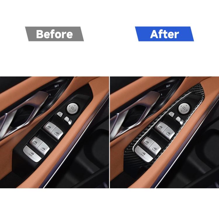 Adesivo decorativo per ascensore in vetro per finestrini in fibra di carbonio 4 in 1 per BMW Serie 3 G20/G28/325Li/330d/335 2019-2020, guida a destra e a sinistra universale, Window Glass Lift