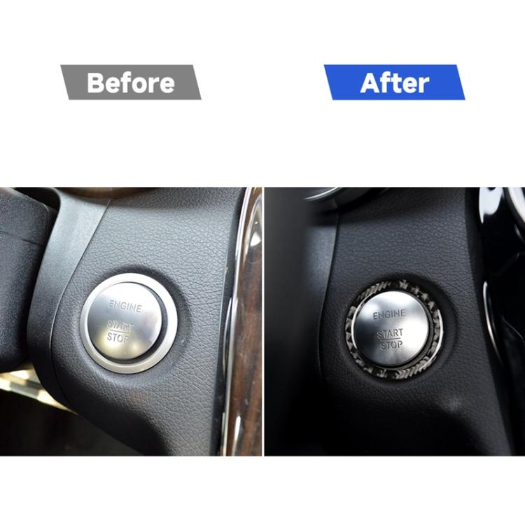 Adesivo decorativo per anello di avvio con un clic in tinta unita in fibra di carbonio per auto per Mercedes-Benz con guida sinistra e destra universale, Solid Color One-click Start Ring