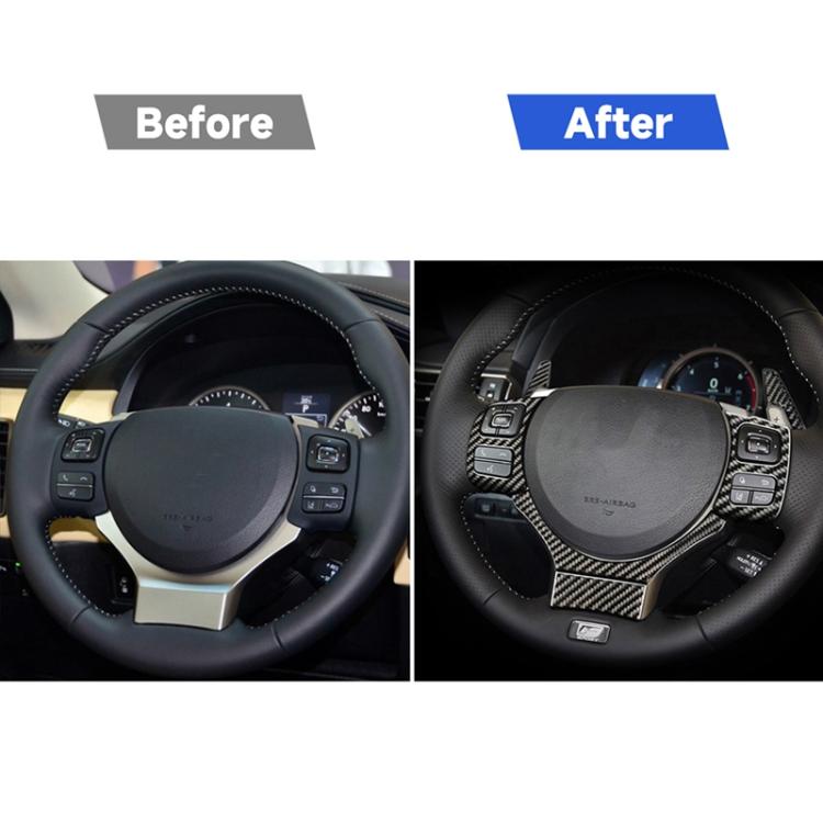 Adesivo decorativo per pulsante volante in fibra di carbonio per auto per Lexus NX200 / 200t / 300h 2014-2021, guida a destra e a sinistra universale, Steering Wheel Button