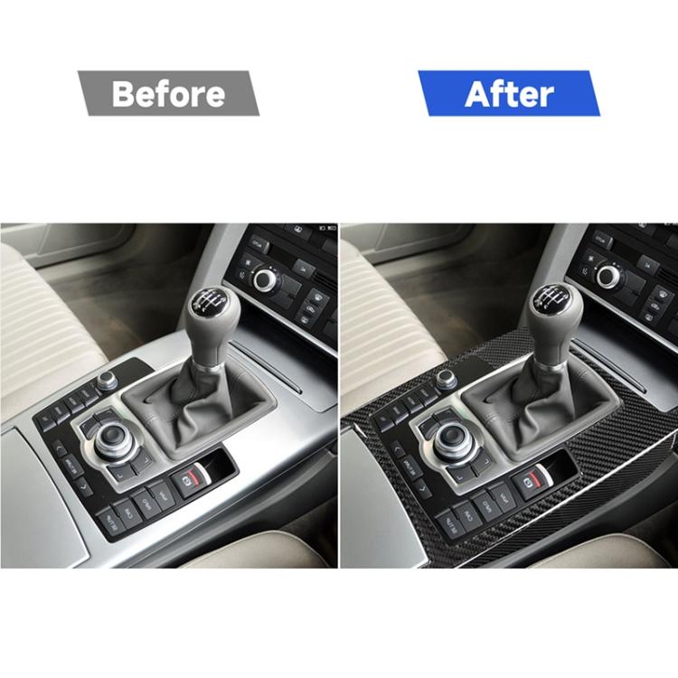 Posizione del cambio per auto in fibra di carbonio + adesivo decorativo per pannello laterale per Audi A6 2005-2011, guida a destra, configurazione alta, Gear Shift Position Right Drive, High Configuration