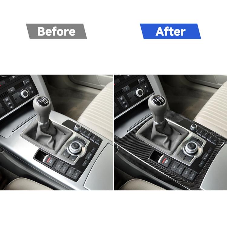 Posizione del cambio per auto in fibra di carbonio + adesivo decorativo per pannello laterale per Audi A6 2005-2011, guida a sinistra, configurazione alta, Gear Shift Position Left Drive, High Configuration