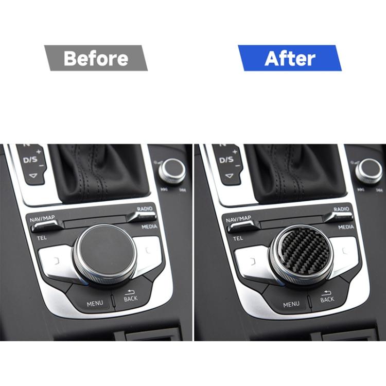 Adesivo decorativo per manopola di controllo centrale in fibra di carbonio per auto per Audi A3 / A4L 2014-2019, guida a destra e a sinistra universale, Central Control Knob