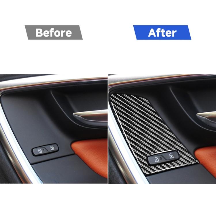 4 pezzi adesivi decorativi per pulsanti di sollevamento finestrini in fibra di carbonio per auto per Volvo V60 / XC60 2010-2017 / S60 2010-2018, guida a destra, Window Lifting Button, Right Drive C