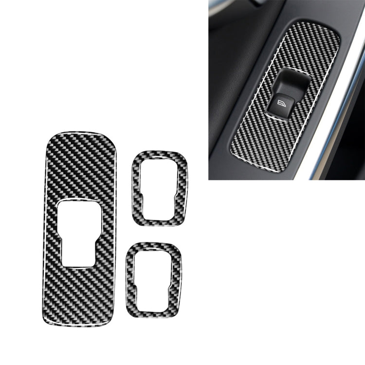 3 adesivi decorativi per pulsanti di sollevamento finestrini per auto in fibra di carbonio per Volvo V60 2010-2017 / S60 2010-2018, guida a destra, Window Lifting Button, Right Drive