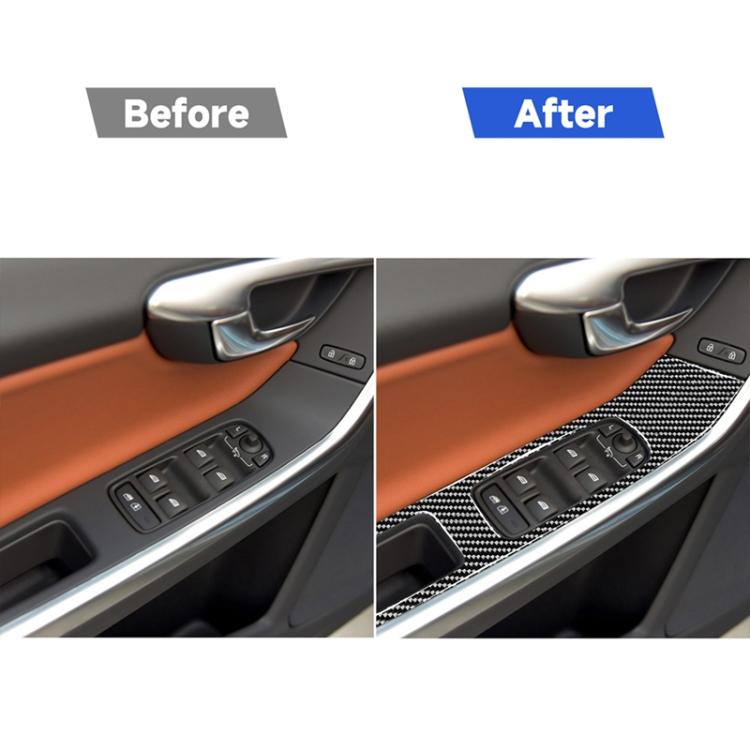 4 adesivi decorativi per pannelli di sollevamento finestrini per auto in fibra di carbonio per Volvo V60 2010-2017 / S60 2010-2018, guida a destra e a sinistra universale, Window Lifting Panel
