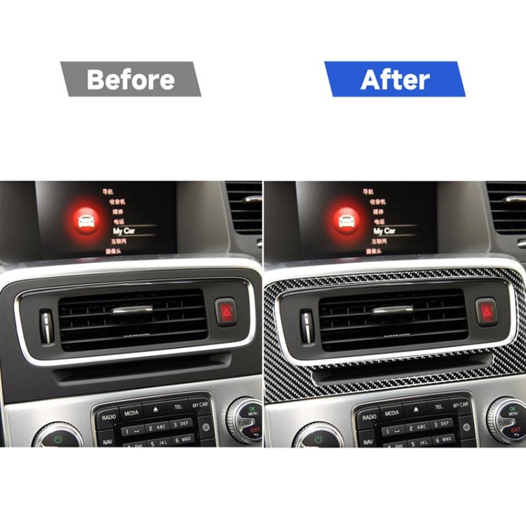 Adesivi decorativi per presa d'aria di controllo centrale in fibra di carbonio per auto per Volvo V60 2010-2017 / S60 2010-2018, guida a destra e a sinistra universale, Central Control Air Outlet