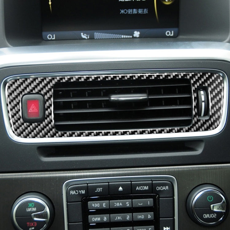 Adesivi decorativi per controllo centrale in fibra di carbonio per auto sotto la presa d'aria per Volvo V60 2010-2017 / S60 2010-2018, guida a destra, Central Control Below Air Outlet, Right Drive