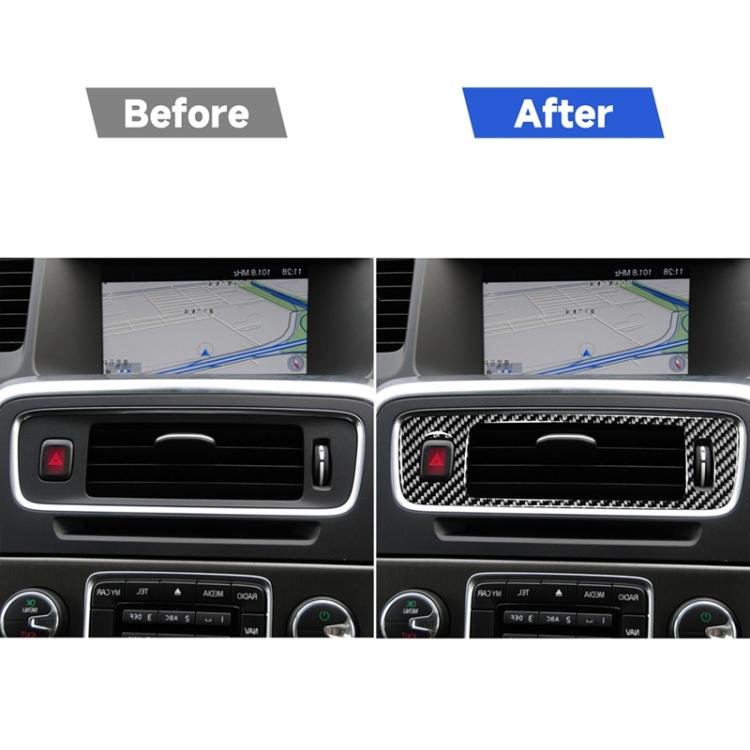 Adesivi decorativi per controllo centrale in fibra di carbonio per auto sotto la presa d'aria per Volvo V60 2010-2017 / S60 2010-2018, guida a destra, Central Control Below Air Outlet, Right Drive