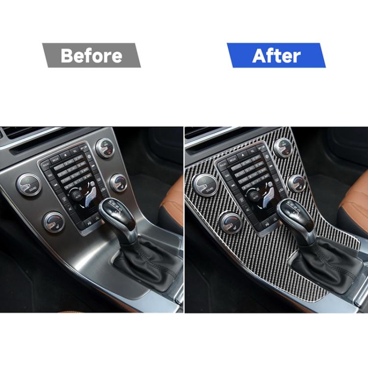 Adesivi decorativi per pannello di controllo centrale in fibra di carbonio per auto per Volvo V60 2010-2017 / S60 2010-2018, guida a sinistra, Central Control Panel, Left Drive