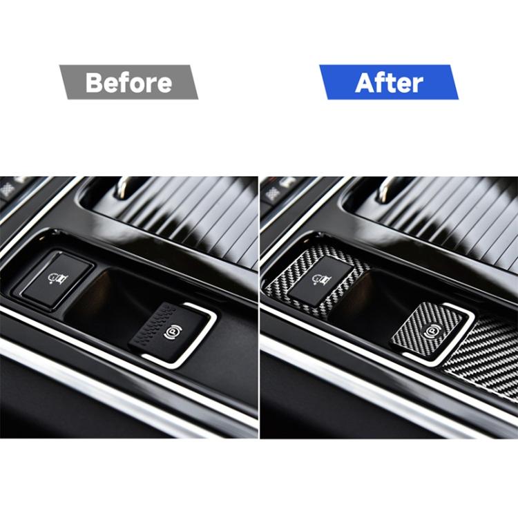 Adesivi decorativi per freno a mano elettronico in fibra di carbonio 3 in 1 per Jaguar F-PACE X761 XE X760 XF X260 2016-2020, guida a destra e a sinistra universale, Electronic Handbrake